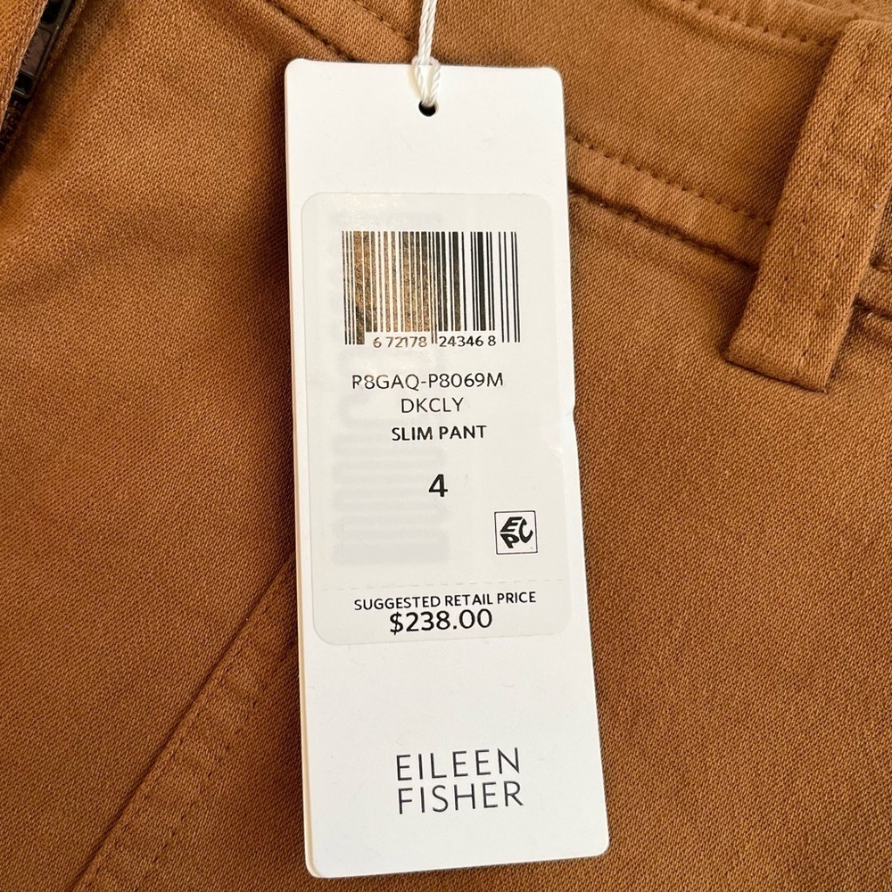 NWT Eileen Fisher Organic Cozy Stretch Slim Pants Dark Clay Size 4 - Picture 11 of 11